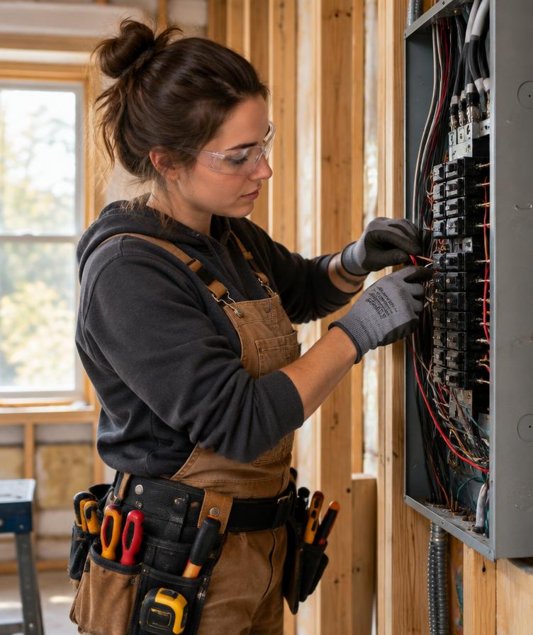 Electrical professional at work