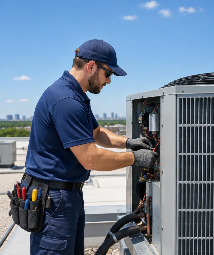 HVAC professional at work