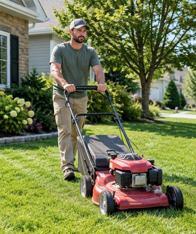 Landscaping professional at work