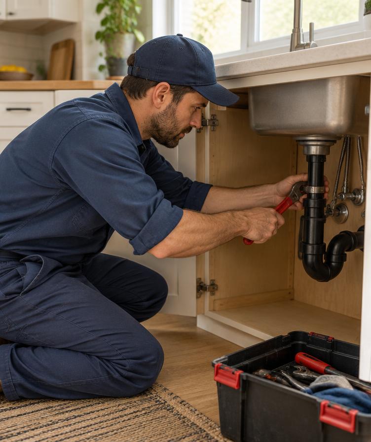 Plumbing professional at work